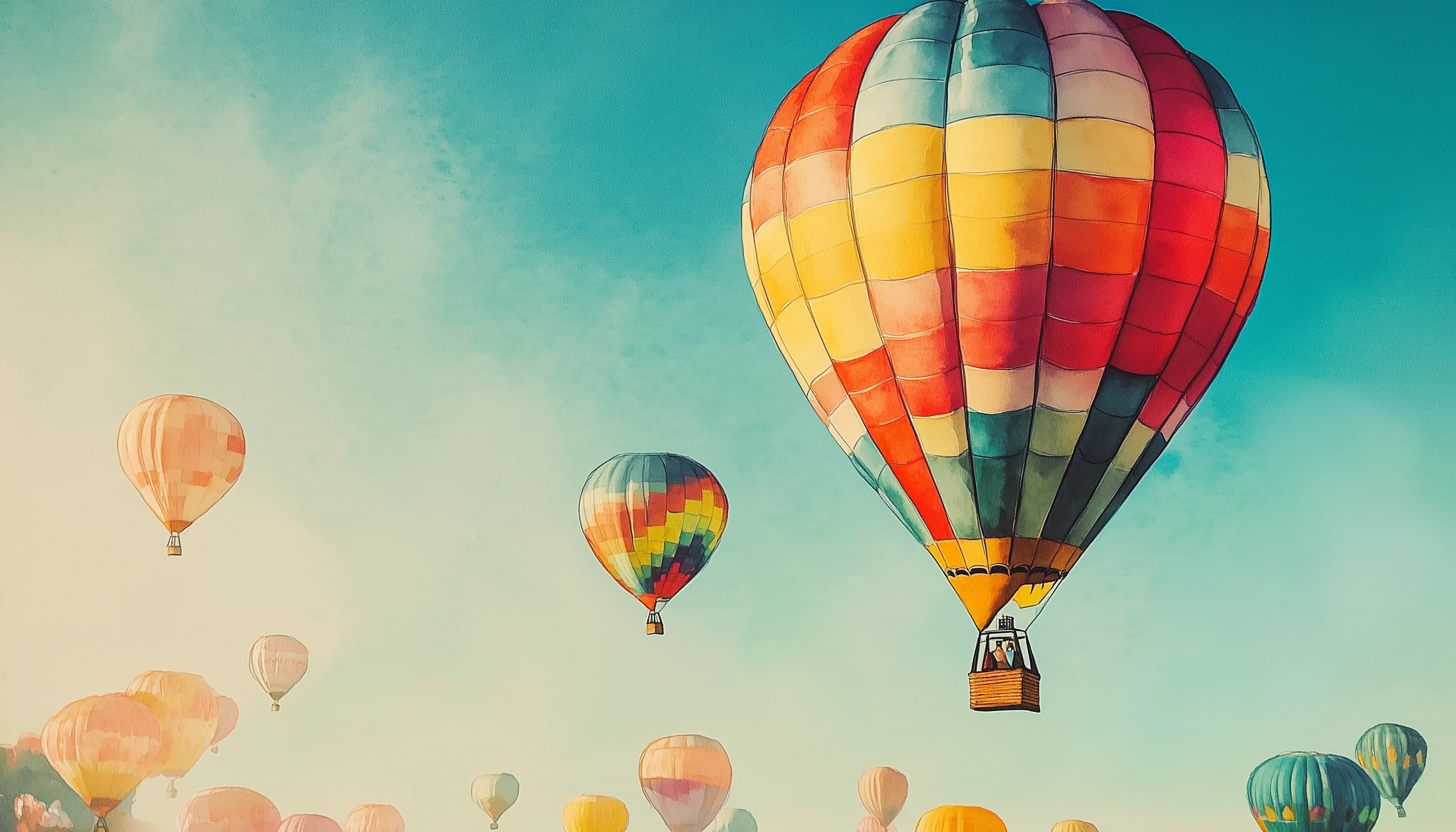 Watercolor image of hot air balloon