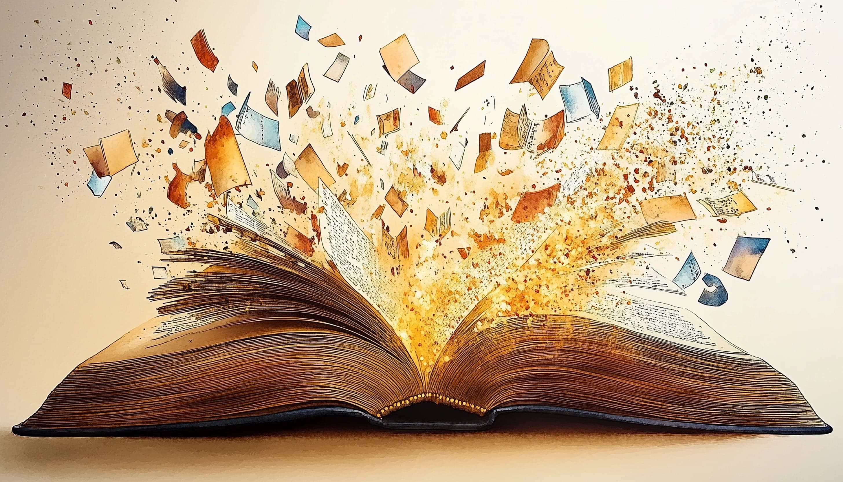 Watercolor image of open book