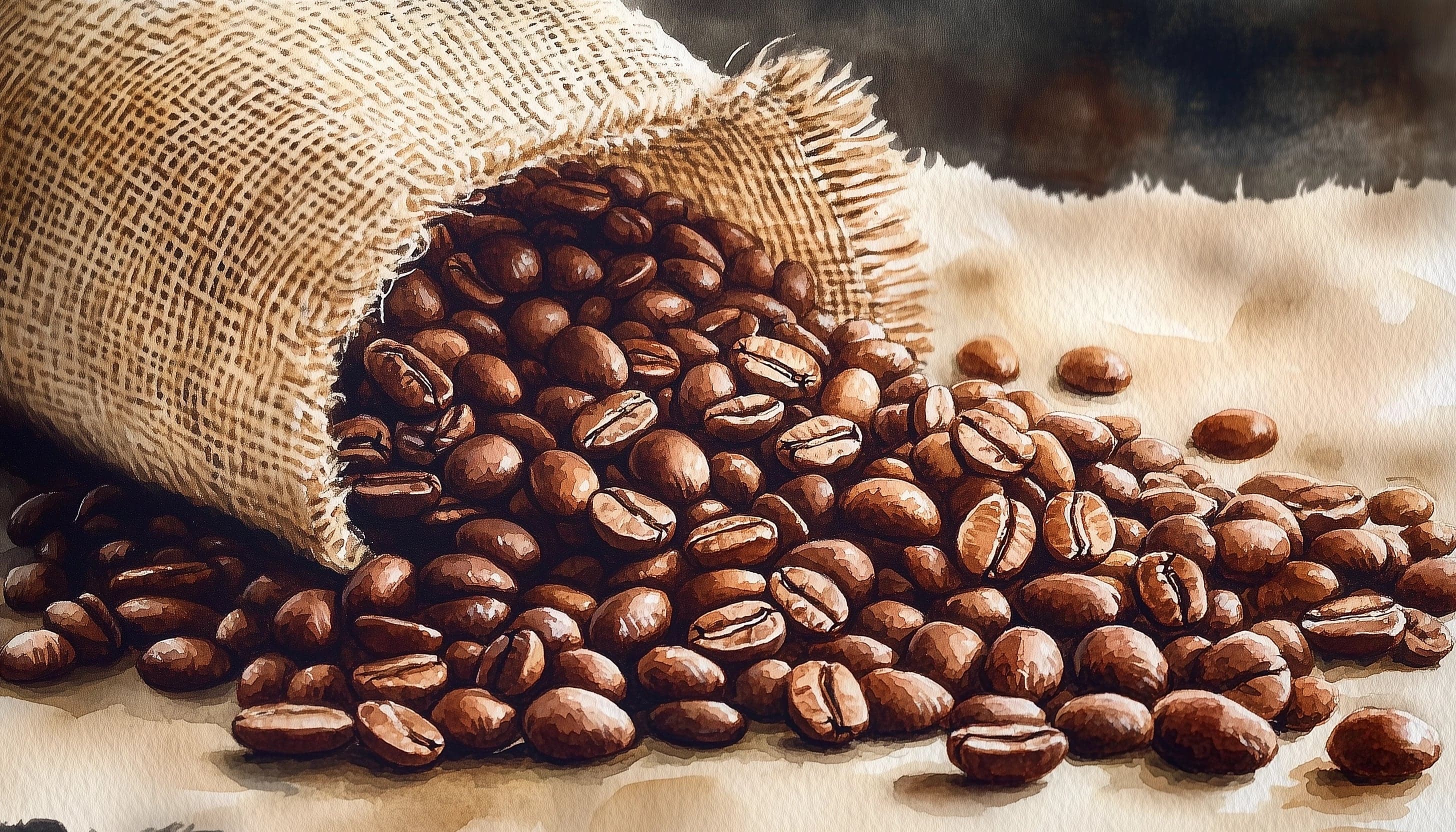 Watercolor image of coffee beans