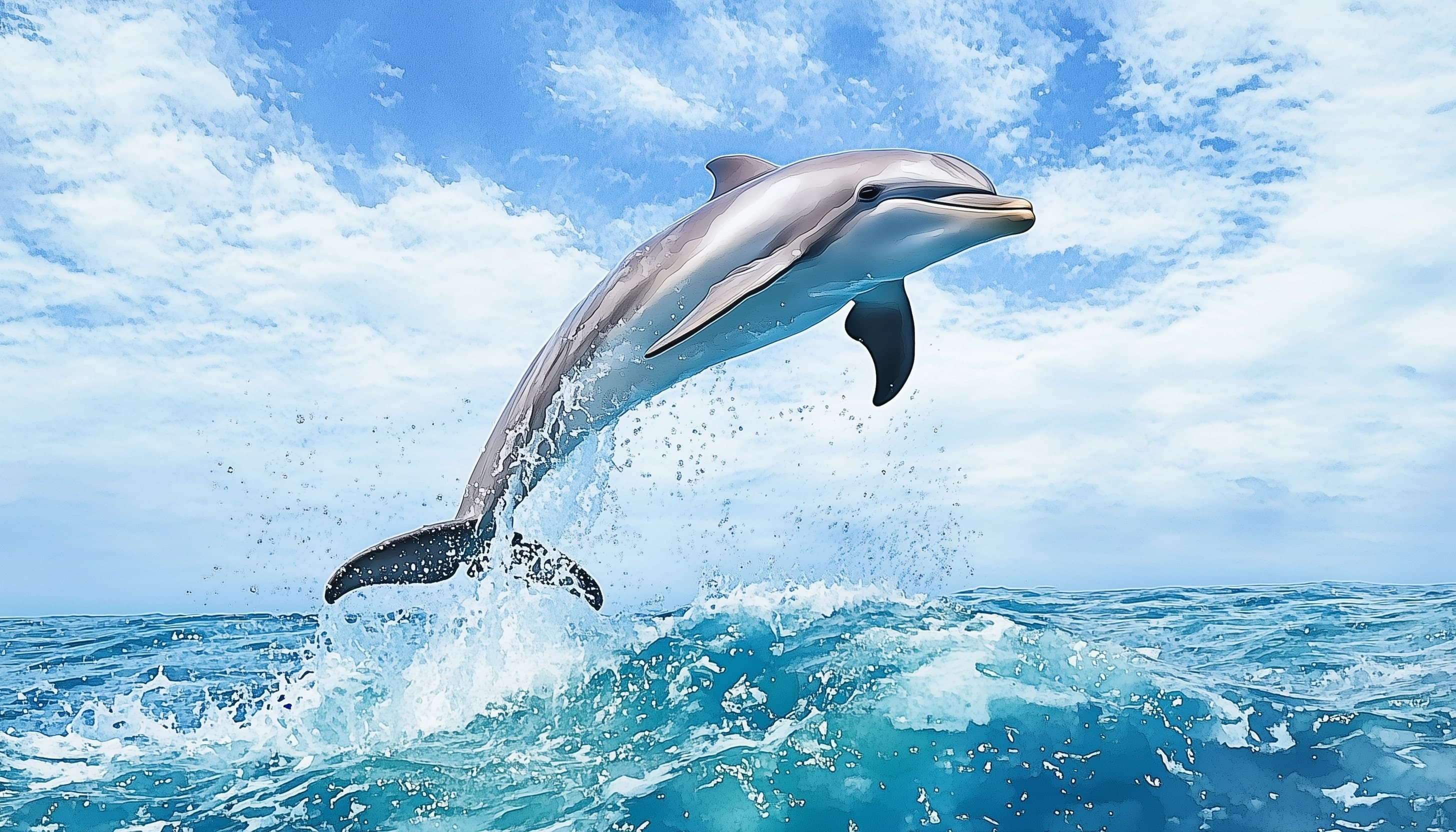 Watercolor image of dolphin