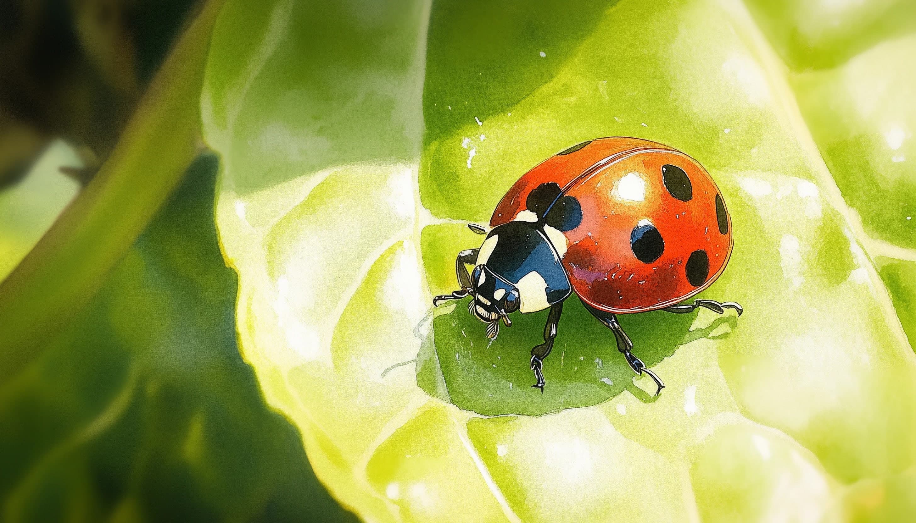 Watercolor image of ladybug