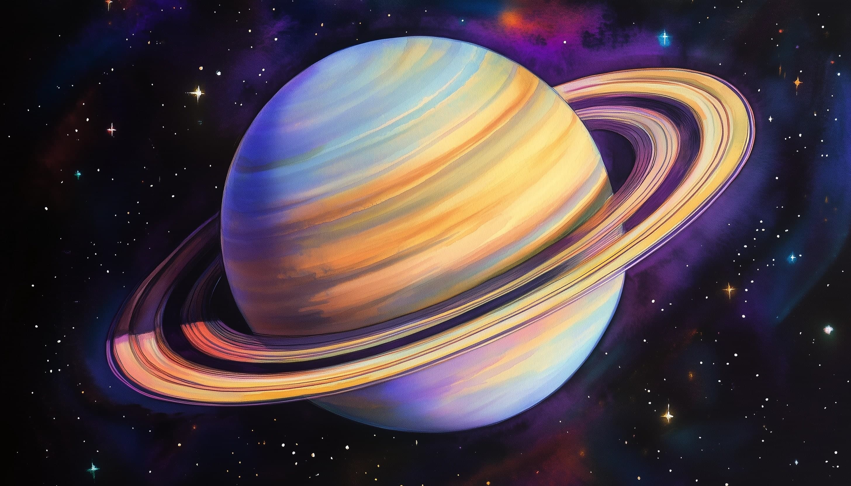 Watercolor image of Saturn