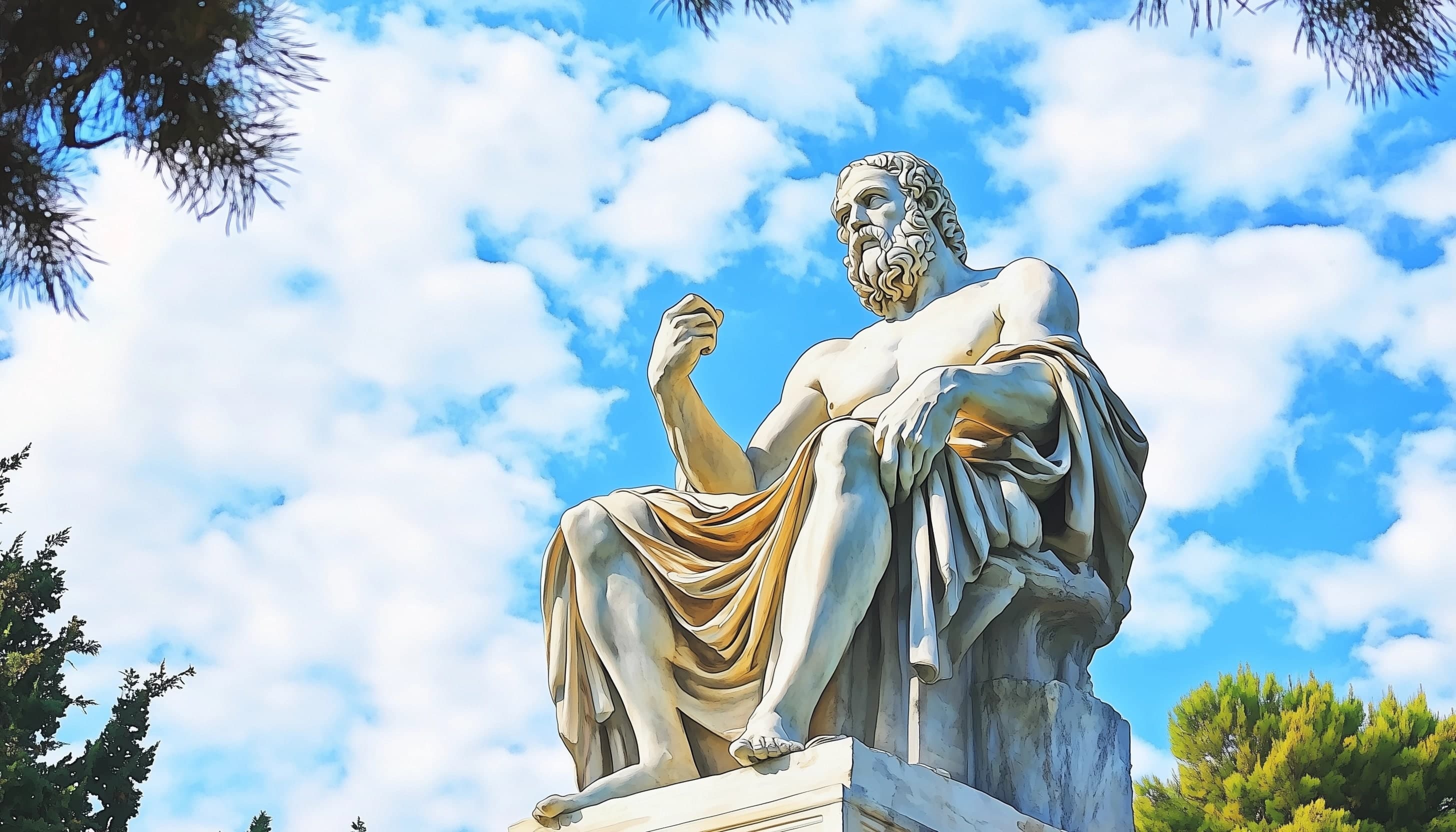 Watercolor image of Socrates statue